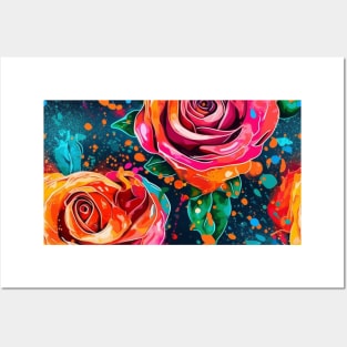 Rainbow flowers Posters and Art